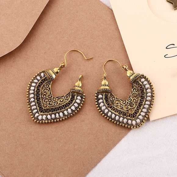 🌺Vintage Ethnic tribal crochet hoop Earring - Picture 6 of 16